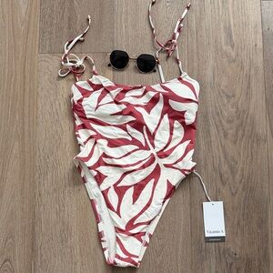 Vitamin A x Target Crimson and Cream Leaf Swimsuit